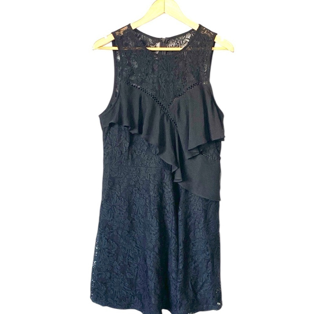 Lulu's Black lace Ruffled sleeveless A-Line Cocktail Dress size XL